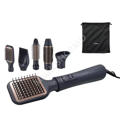 Uscător de păr-perie Philips BHA530/00, 1000W, Negru
